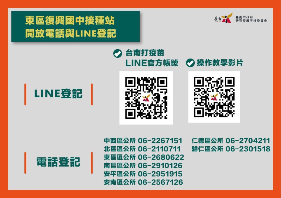 台南限定LINE預約打疫苗 黃偉哲善用科技力讓防疫更省時省力