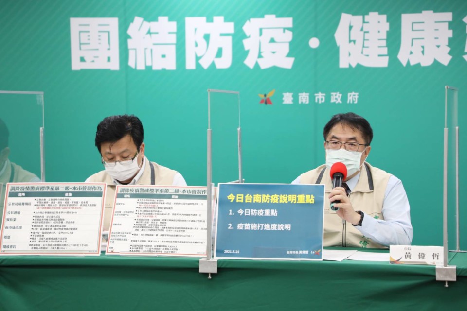 黃偉哲宣布南市疫苗覆蓋率達25%