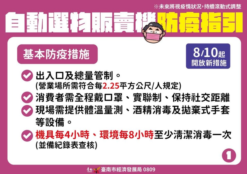 台南選物販賣機有條件開放營業