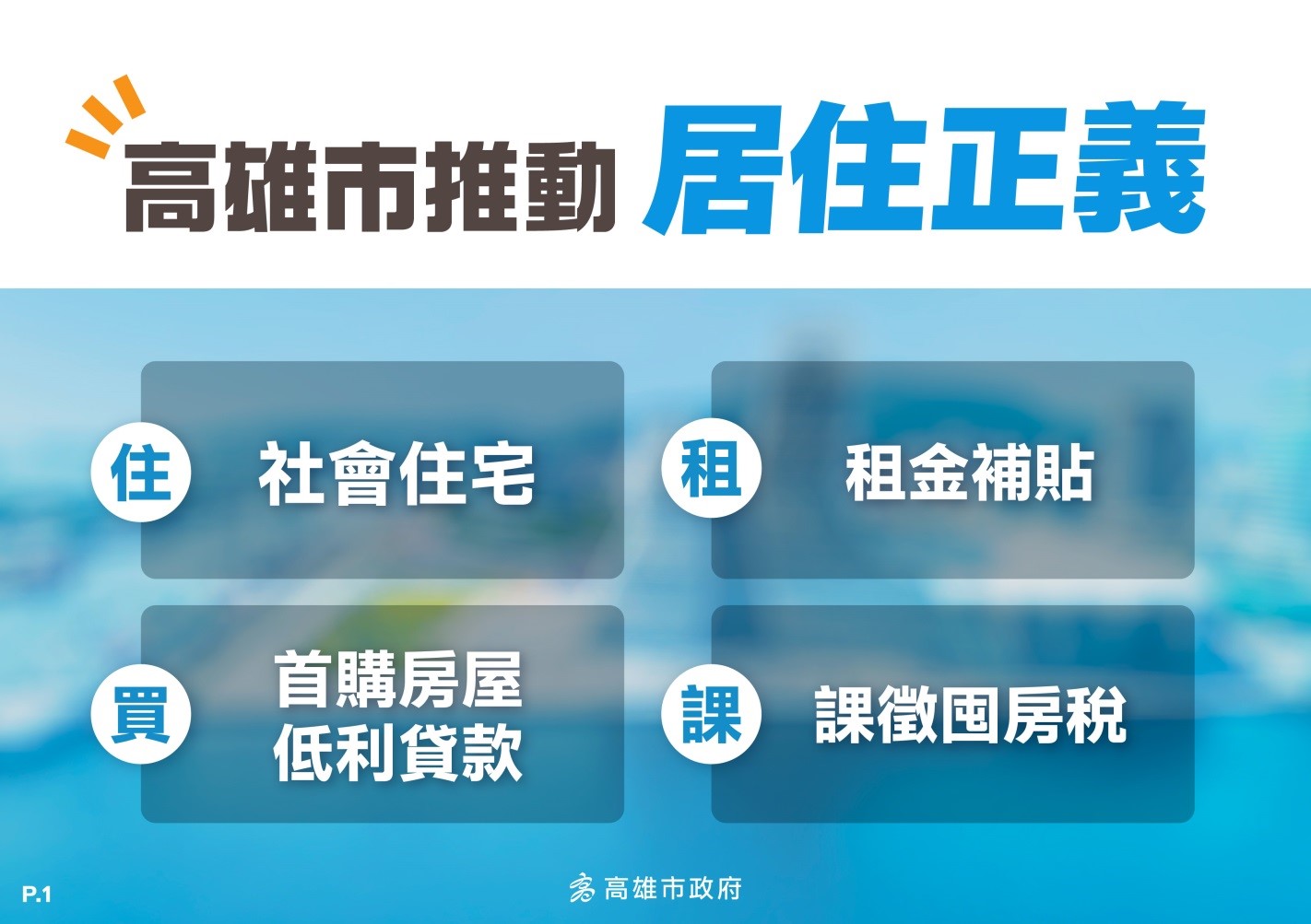 落實居住正義  高市府推4多元配套政策