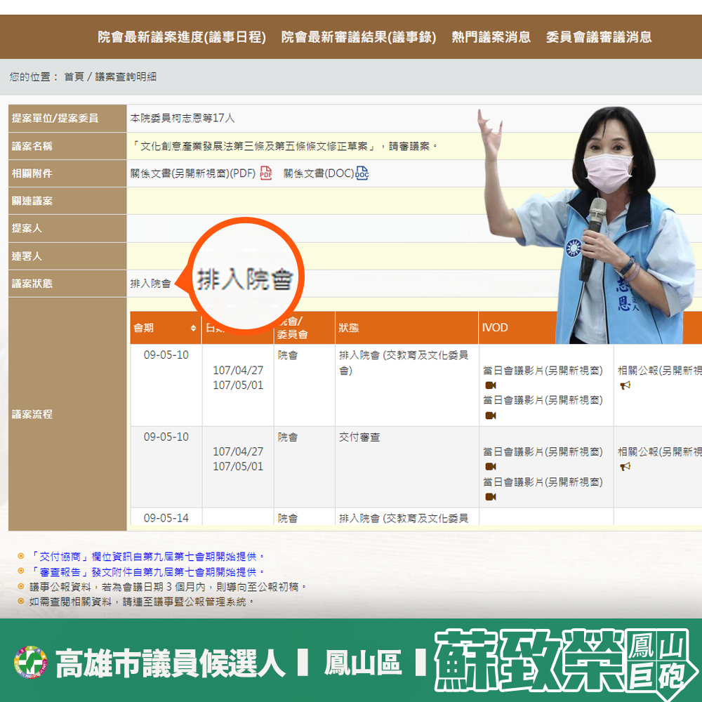 面對文創修法  蘇致榮：柯志恩「毋通空喙哺舌」、「反起反倒」