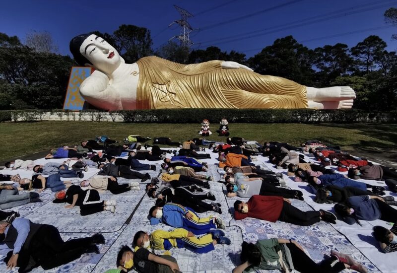 百人吉祥臥起來　全台最大關西臥佛首度開放　鄉親遊園500佛心價