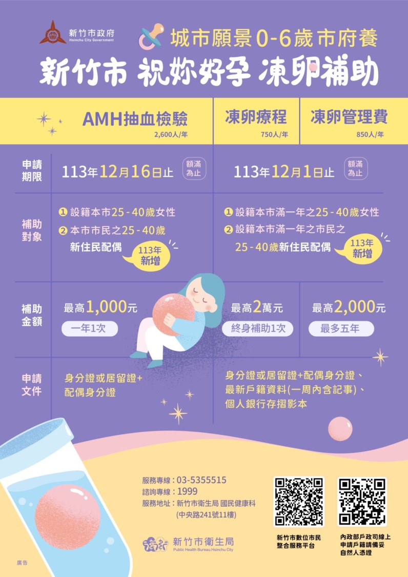 祝妳好孕凍卵補助計畫。（圖/衛生局提供）