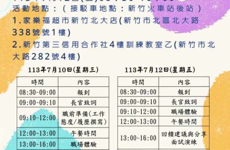 桃竹苗分署「身心障礙者職業探索」活動　7/5日截止免費報名從速