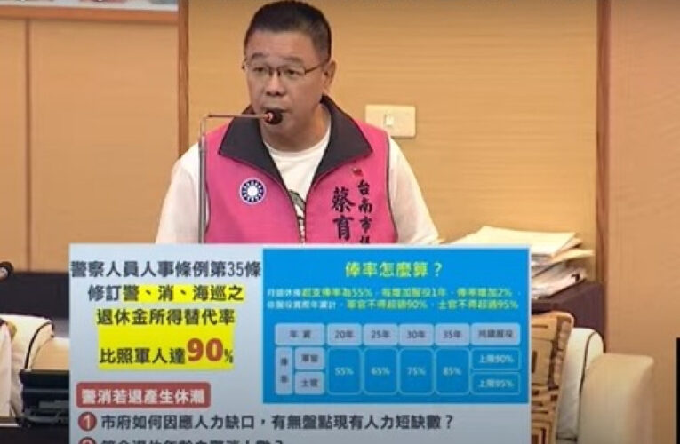 因應警消退休所得替代率調到90％，台南藍軍請警消提早因應退休潮
