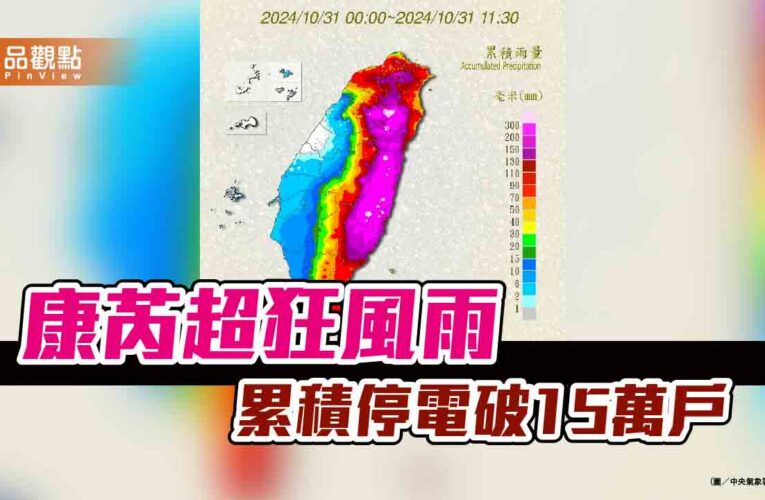 康芮超狂風雨 累積停電破15萬戶