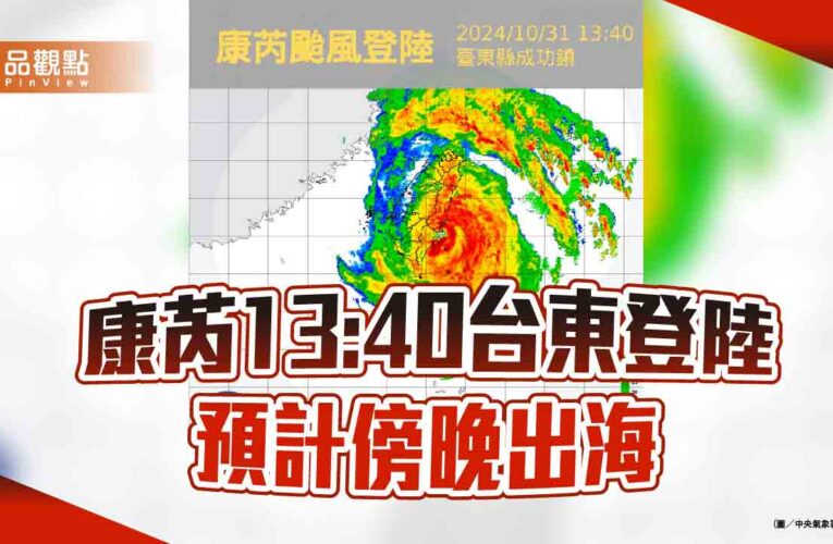 康芮13:40台東登陸 預計傍晚出海