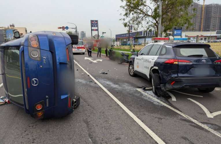 高雄小港警車遭追撞  處理車禍反成受害者