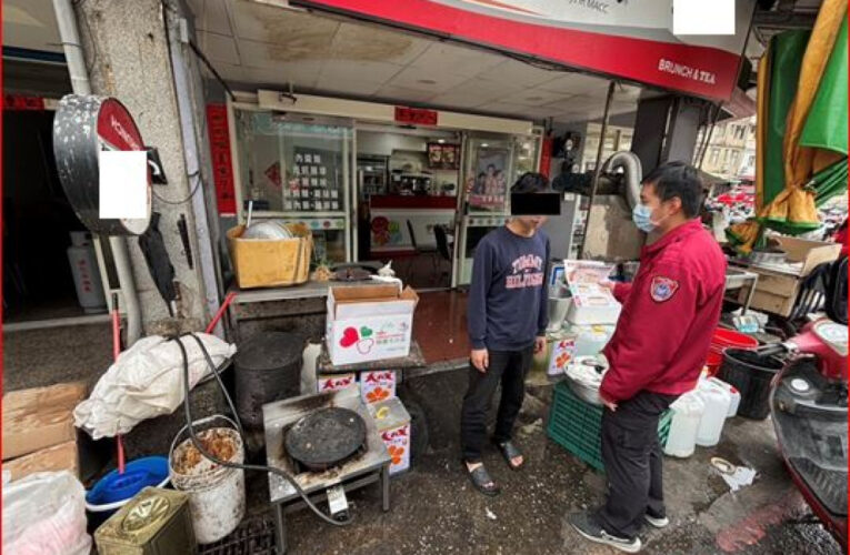金門消宣導建築物路邊堆放瓦斯桶占用人行道違規取締