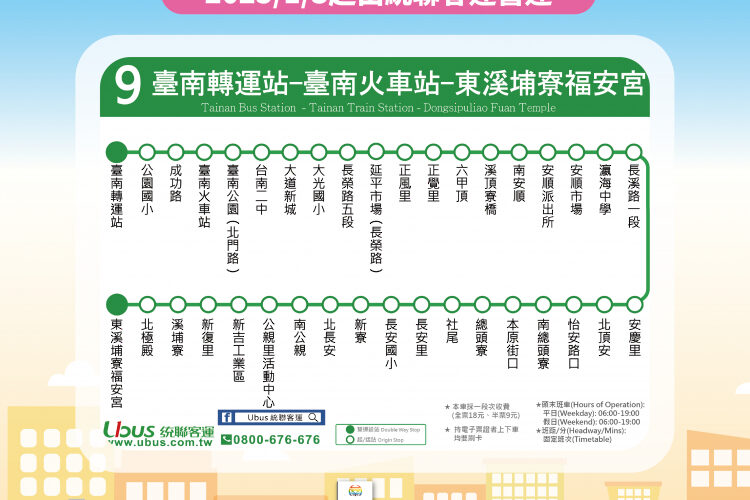 南市區「9路」公車路網重整  1/3起由統聯接手上路