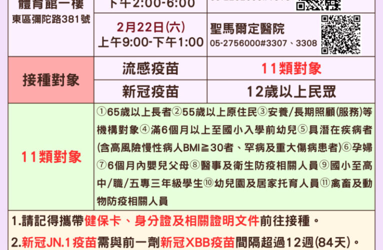 公費流感疫苗加碼！嘉義市獲配1,510劑　2月20日11類人開打