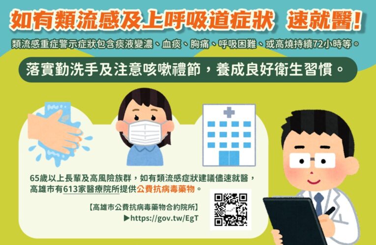 高雄市113年度公費流感疫苗將於2月5日全數用罄  公費流感抗病毒藥劑存量無虞