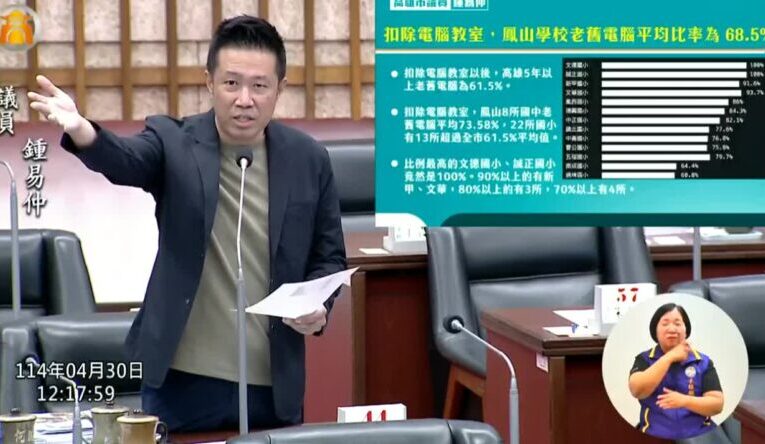 高雄老舊電腦率如同開發中國家？ 鍾易仲痛批：智慧教育變「智慧宣傳」！
