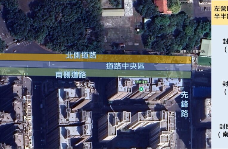 左營介壽路拓寬30米 4/15起三階段半半施工