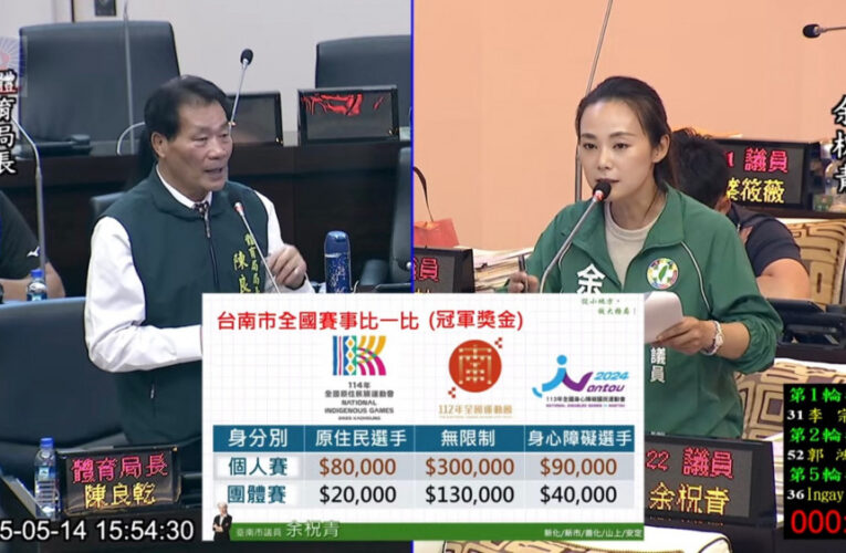 台南市議員余柷青關注體育平權與市民運動安全　要求強化獎勵與保障