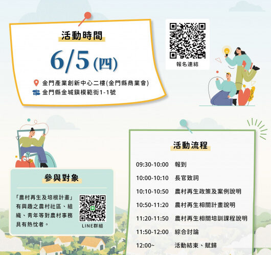 申請金門農再社區培根說明會啟動 歡迎參與交流