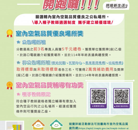 南市第三屆室內空氣品質績優場所競賽開跑