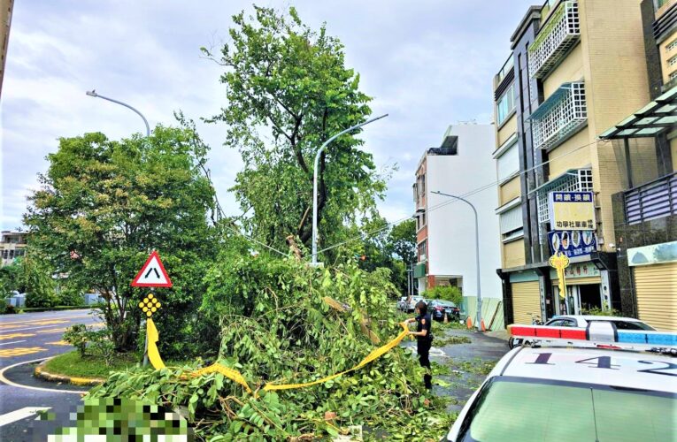 狂風暴雨強襲 竹園警颱風中救災守護市民