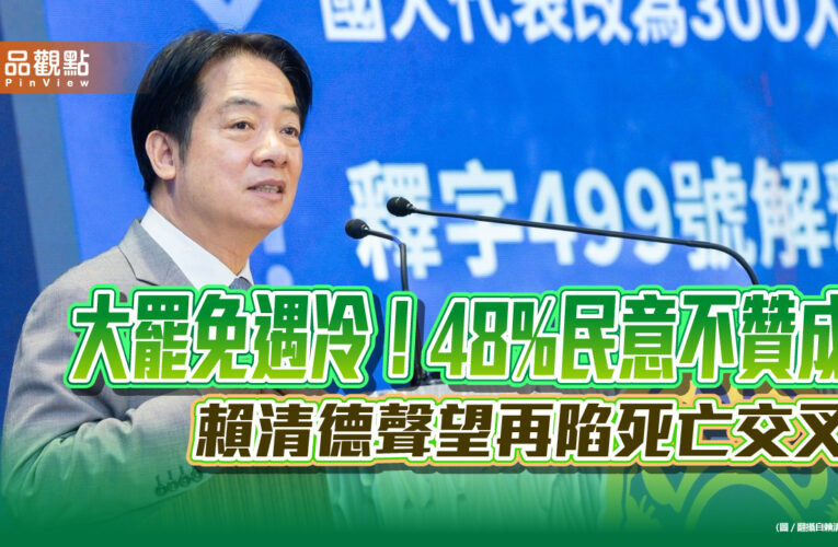 大罷免遇冷！48%民意不贊成 賴清德聲望再陷死亡交叉