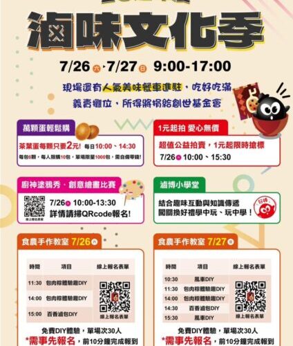 台灣滷味博物館20週年慶，7/26–7/27一起來吃喝玩樂做公益