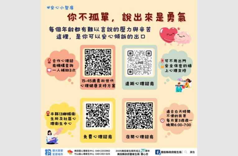 南投縣普設免費心理諮詢門診