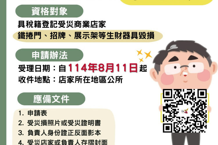 南市率全國之先！展開店家生財器具災損援助方案
