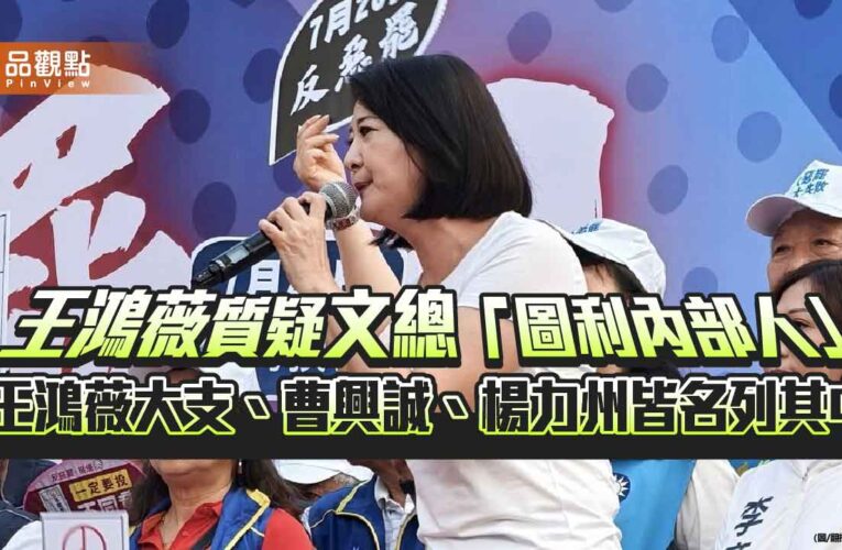 王鴻薇質疑文總「圖利內部人」　大支、曹興誠、楊力州皆名列其中