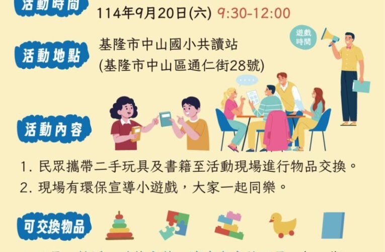 基隆環保新據點！中山國小成立二手玩具書籍交換站