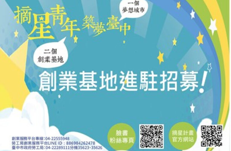 青年創業從台中開始！中市勞工局光復新村、審計新村青創基地招募開跑