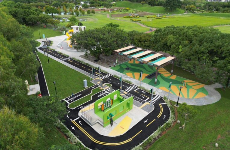 台中親子出遊新去處！　后里環保公園「孩籽世界遊戲場」攀爬、彈跳、交通學習一次滿足