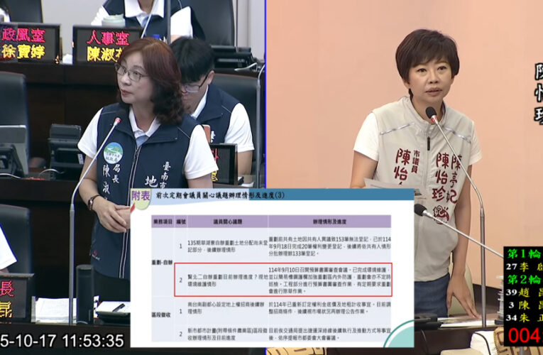 台南市議員陳怡珍關心北區賢北二市地重劃進度　籲加快推動並完善公共安全與水利設施