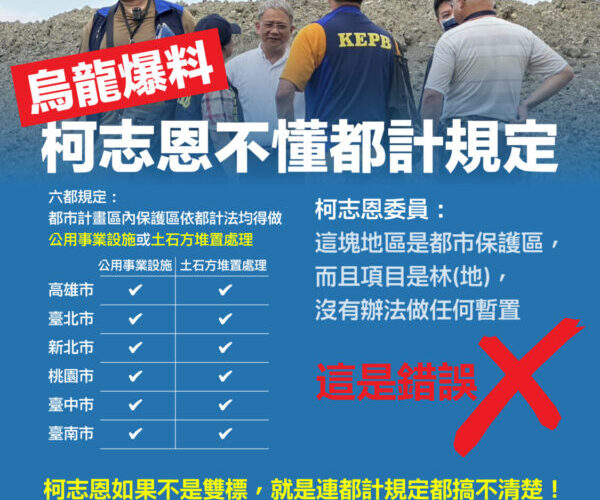 高市府強調大坪頂屬合法暫置  不該為選舉持續硬拗抹黑公務員 要柯志恩為烏龍爆料先認錯