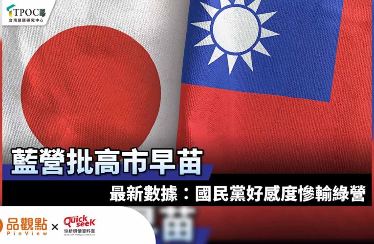 藍營批高市早苗 最新數據：國民黨好感度慘輸綠營