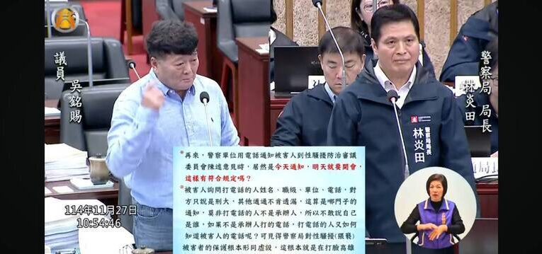 高雄市警界爆性騷疑雲　市議員揭警官涉案　警局：已進入司法程序