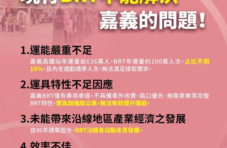 高鐵聯外軌道運輸「獨漏」嘉義　市府：交通公平性何在？