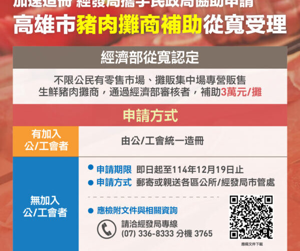 高市經發局攜手民政局全面造冊 加速從寬受理豬肉攤商補助申請