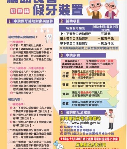 擴大照顧長輩牙口健康 屏東縣長者假牙裝置放寬補助基準