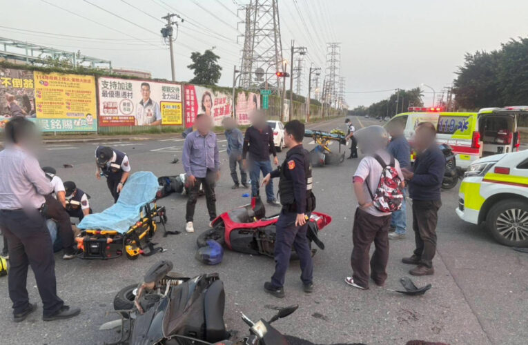 小港中林路口交通事故   4重機騎士遭自小客撞傷