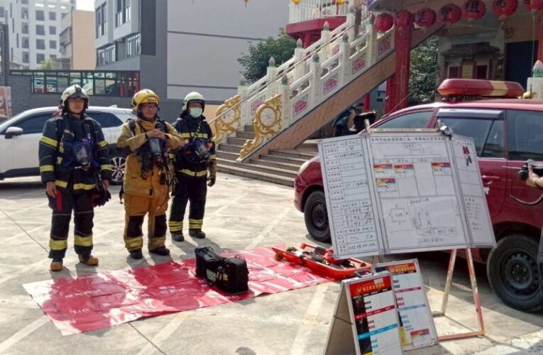 高市消防局林園區實戰演練 強化狹小巷弄搶救能量