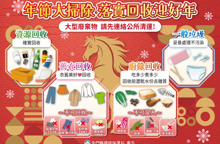 除舊布新迎好年！金門環保局籲落實垃圾分類