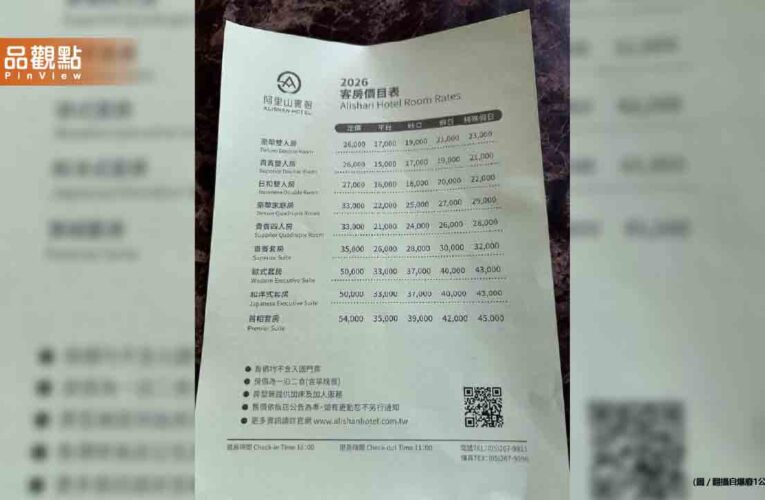 阿里山賓館首相套房一晚飆4.5萬！網驚：差點以為是越南盾