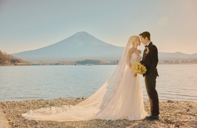 陳漢典 LULU夫妻喜帖藏幸福寓意 日本富士山見證下頂豔陽拍婚紗