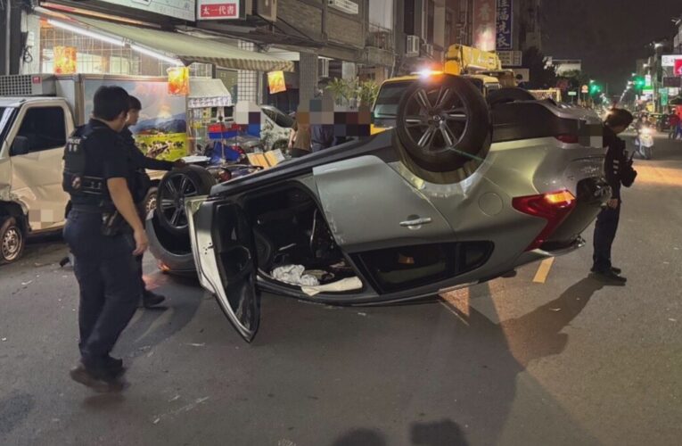 夜間毒駕街頭翻車 高雄57歲男逆向肇事 「身有四毒」遭警法辦