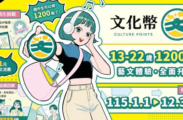 領1200文化幣就GO！ 中市青年席位加碼 一整年看展看劇超划算