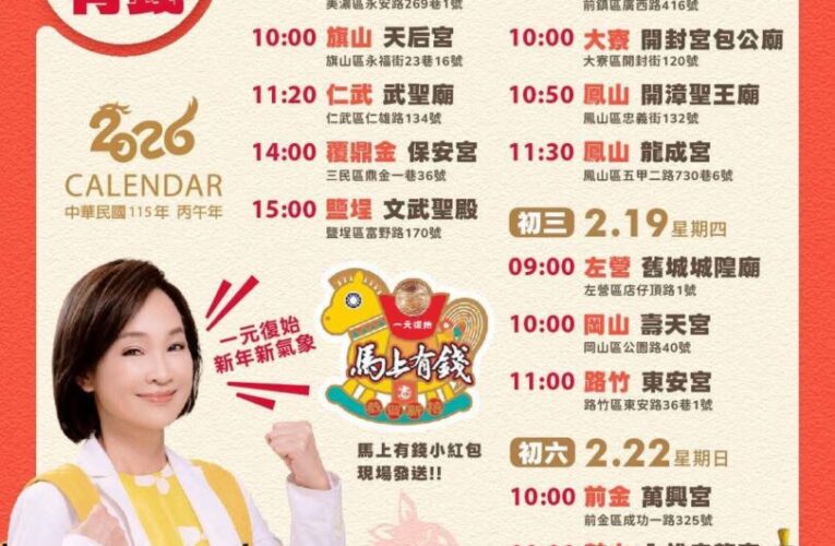 柯志恩啟動廟宇走春 預告發送「馬上有錢」小紅包傳遞福氣