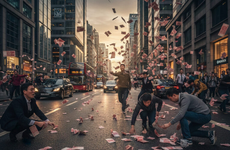 驚！高雄街頭「人民幣滿天飛」 路人一看：竟是真鈔