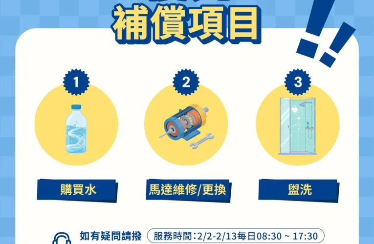 淡水區停水事件　補償2月4日至13日受理請領