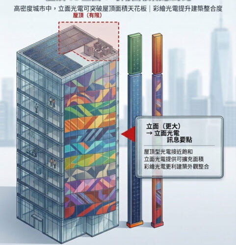 睿田能源利用彩繪光電推進立面光電，讓建築外牆成為淨零建築的能源解方