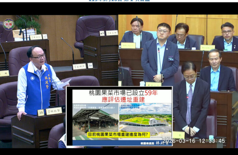 議員林政賢針對南門市場、果菜市場、國1甲建東段建設議題提質詢