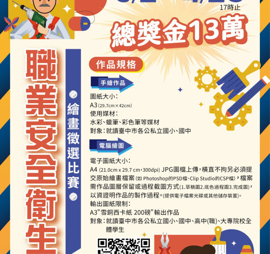 職安扎根！台中市115年度職業安全衛生繪畫徵選開跑　總獎金13萬元